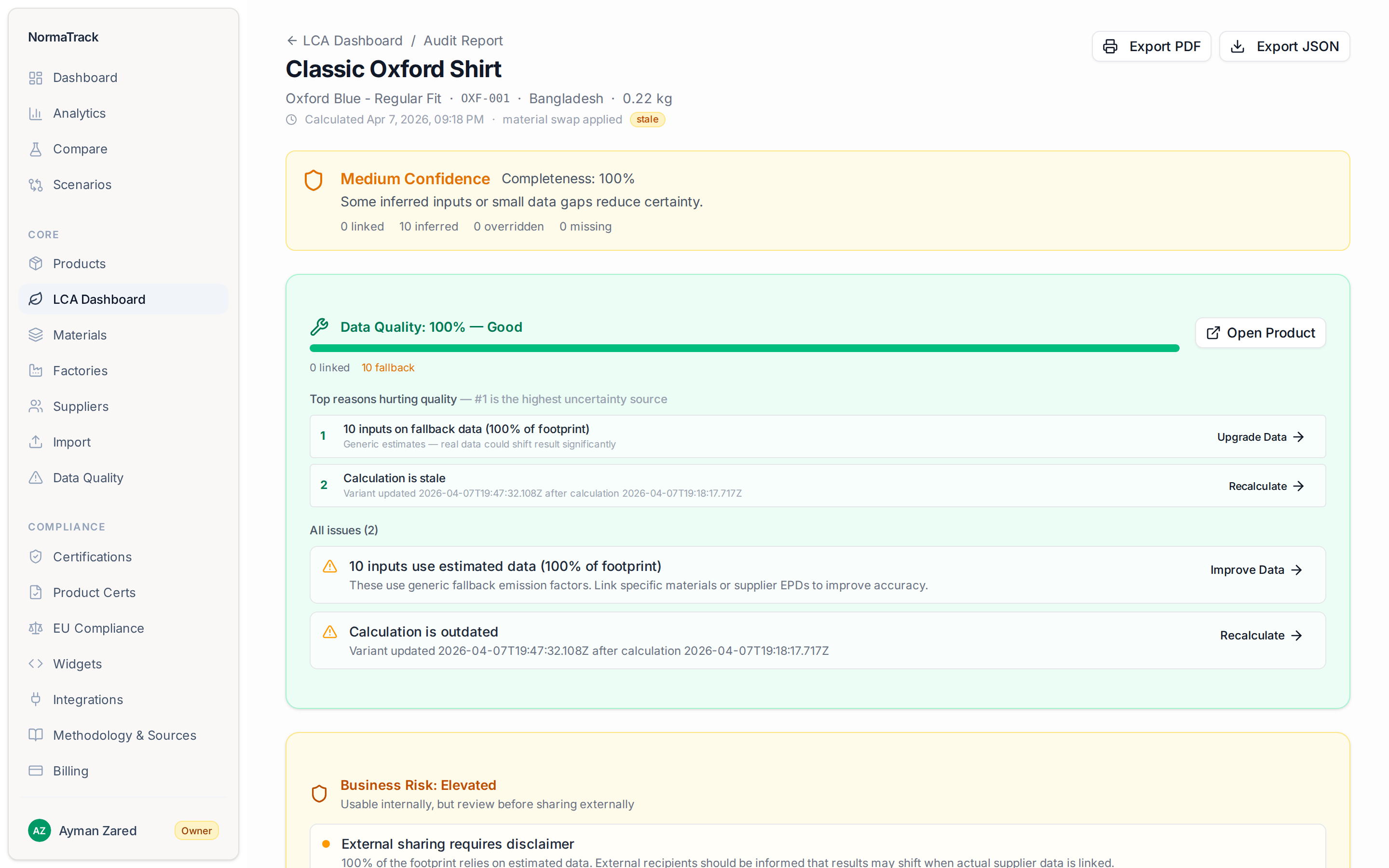 Audit — NormaTrack decision workflow
